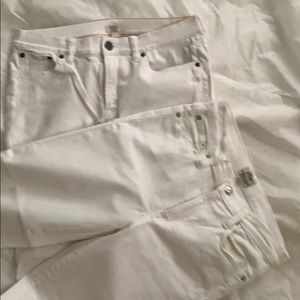2 pairs J Crew white stretch ankle jeans